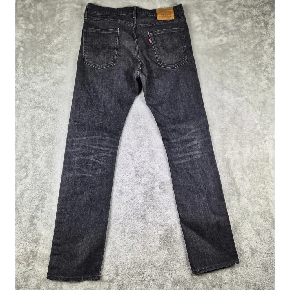 Levis Premium 513 Jeans Mens 34x34 Black Denim Slim Straight Stretch Pants